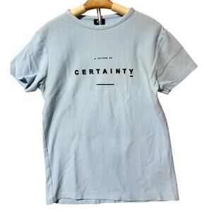 H&M Men's Size XS Light Blue Cotton Pique Knit Graphic Crew Neck Shirt | XS